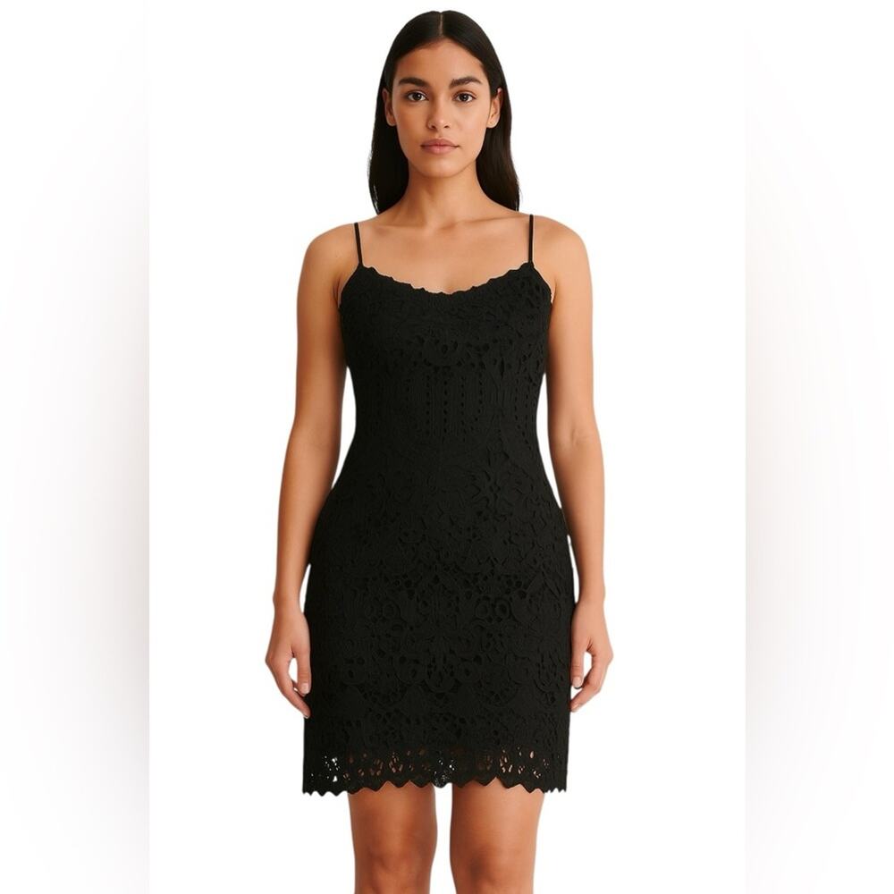 🖤 Chic Black Crochet Lace Boho Mini Dress‎ – Size Small